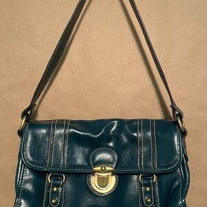 Blue Vinyl Flap Purse